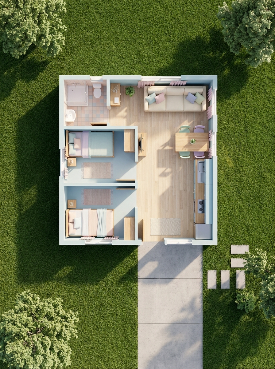 Floor Plan to 3D Top View After